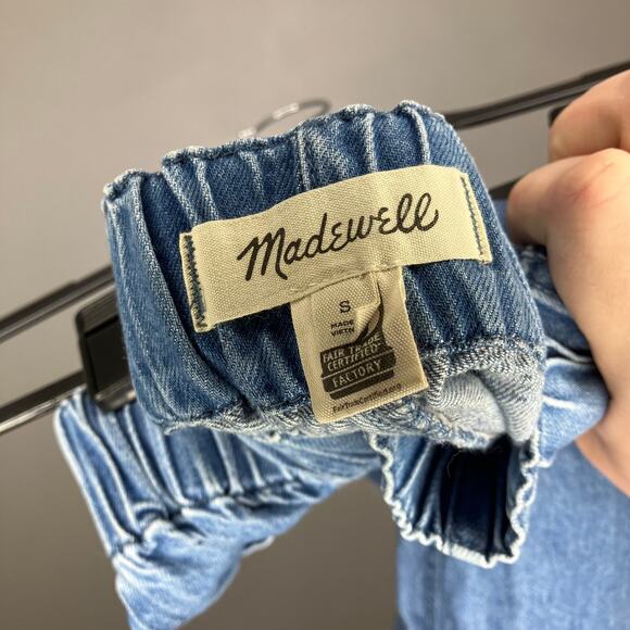 MADEWELL Denim Pull-On High-Rise Wide-Leg Crop Pants Ashgrove Wash Small - Picture 4 of 6
